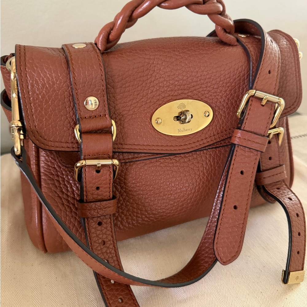 Mulberry Braided-Handle Mini Satchel in Chestnut - Picture 2 of 16